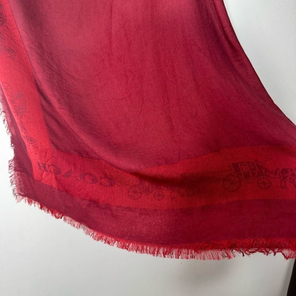 Coach Horse And Carriage print oversized square scarf in a red - Picture 3 of 5